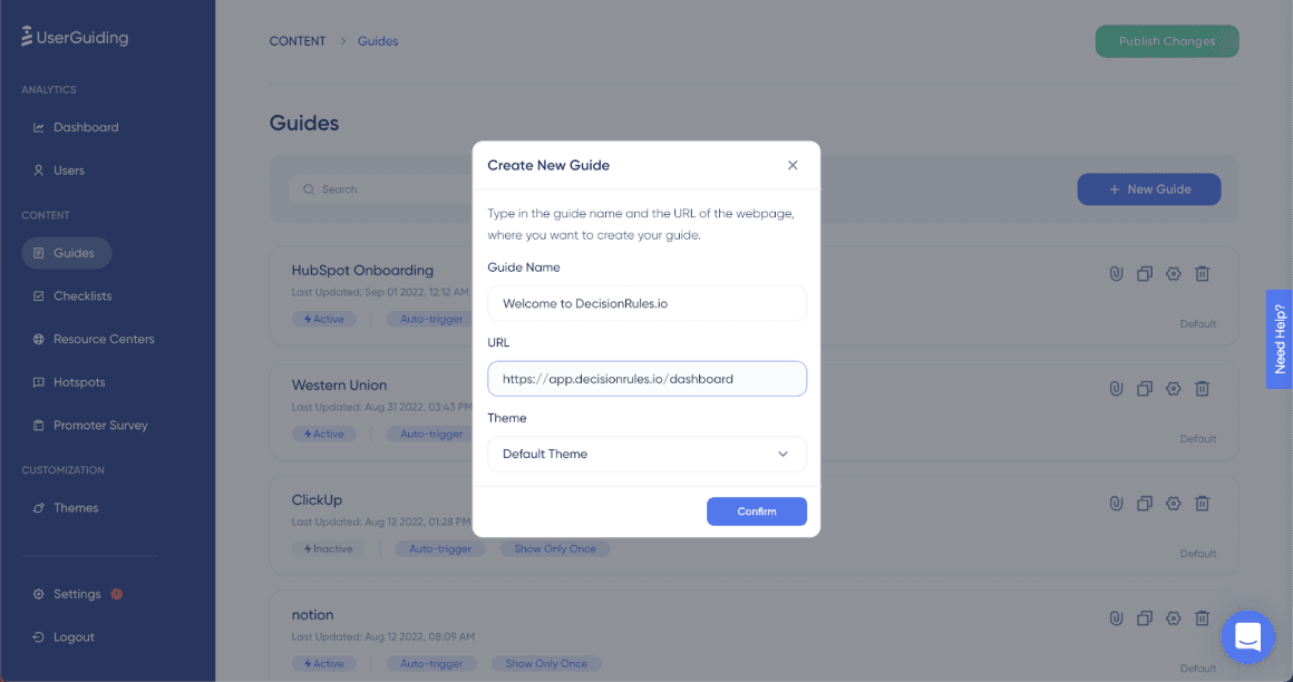 onboarding de serviços financeiros com userguiding