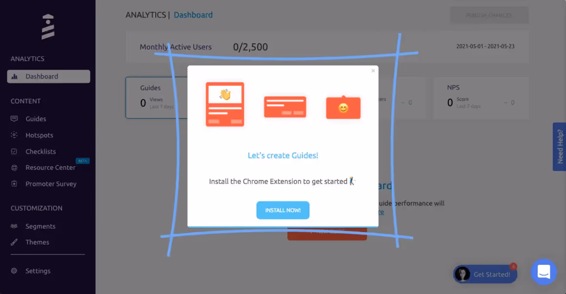 tutoriales guiados creados con userguiding