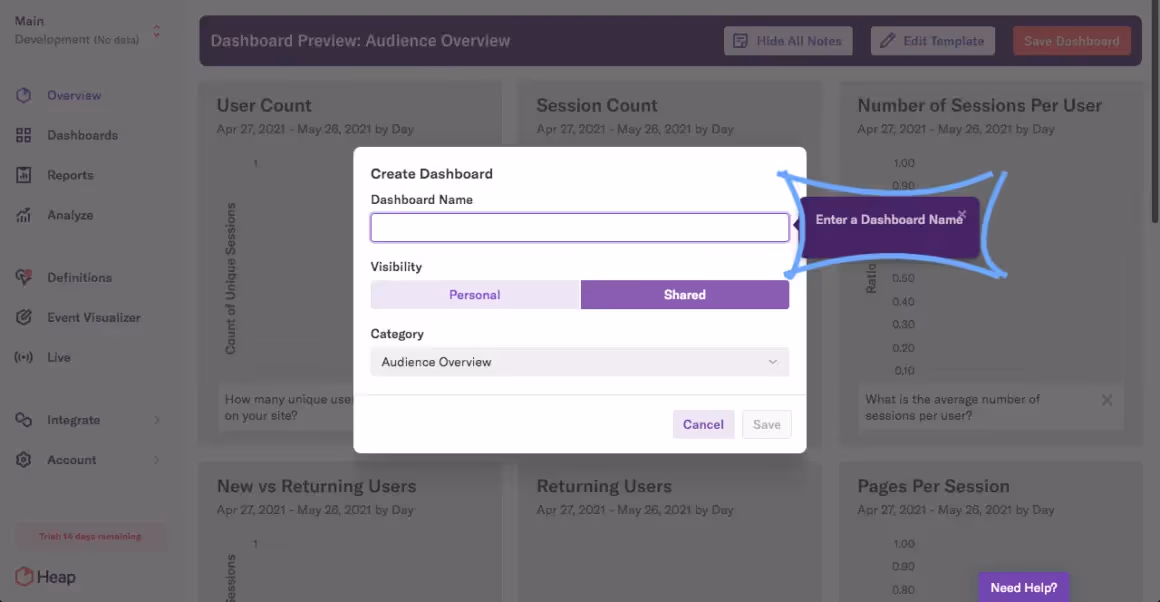 popup del tour de producto de heap