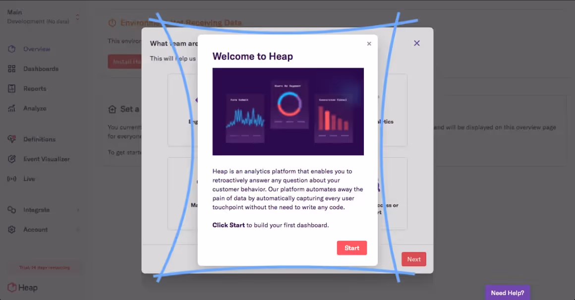 primer paso del tour de producto de heap