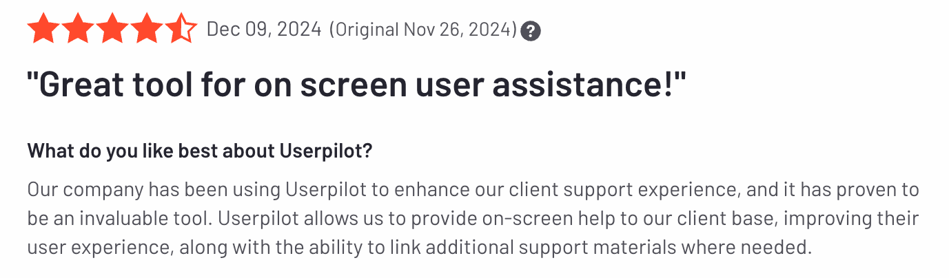 Userpilot's G2 review.