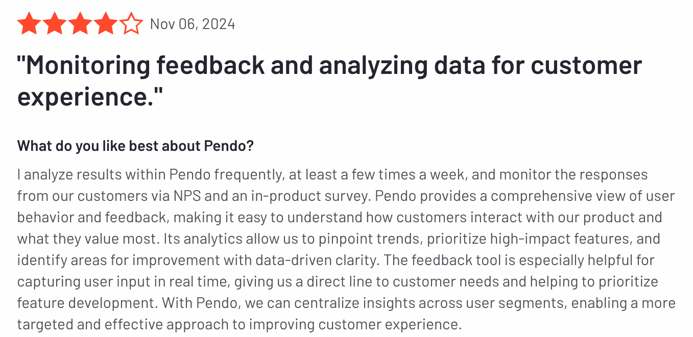 Pendo's G2 review.