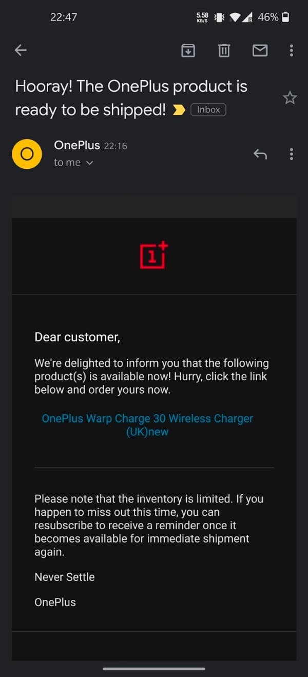 product announcement email examples oneplus
