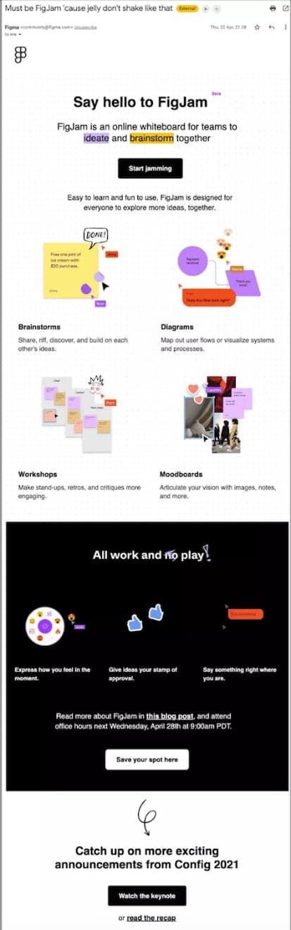 product announcement email examples figjam