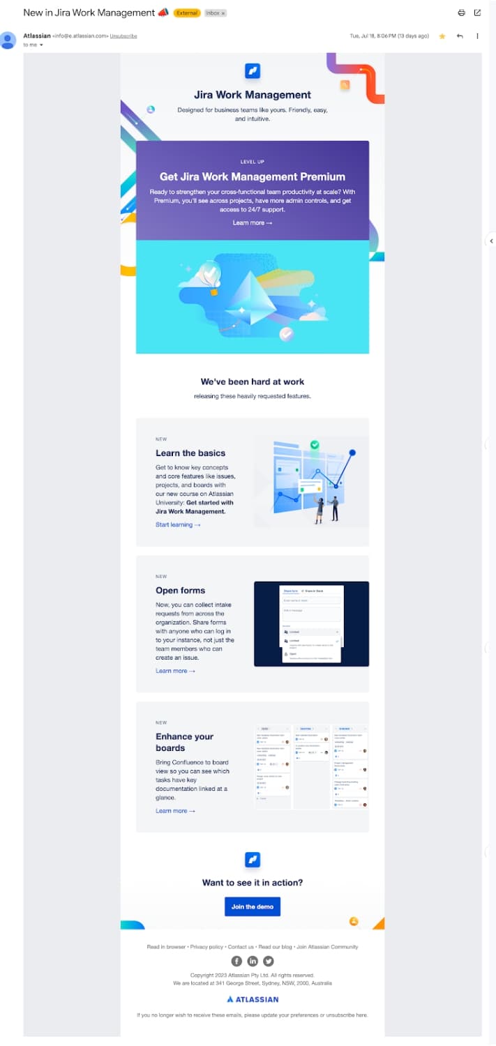 atlassian jira product announcement email example