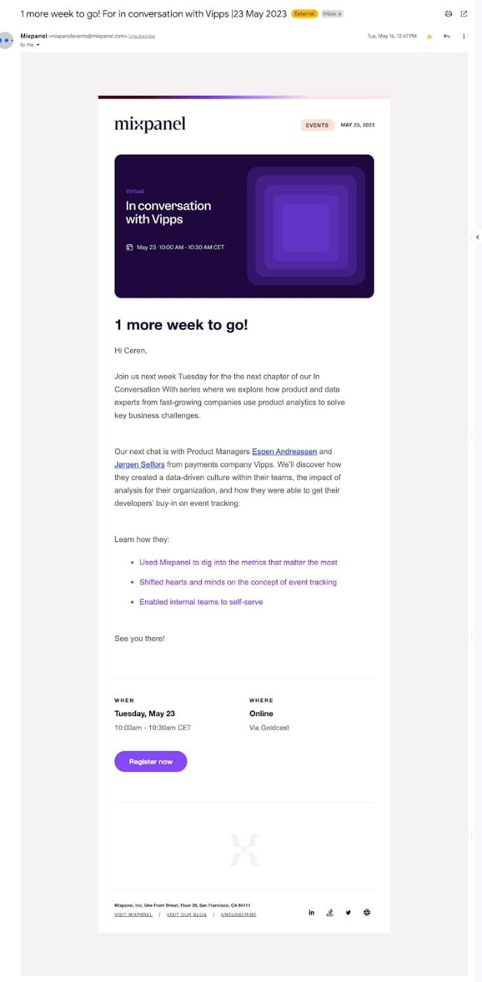 product announcement email examples mixpanel