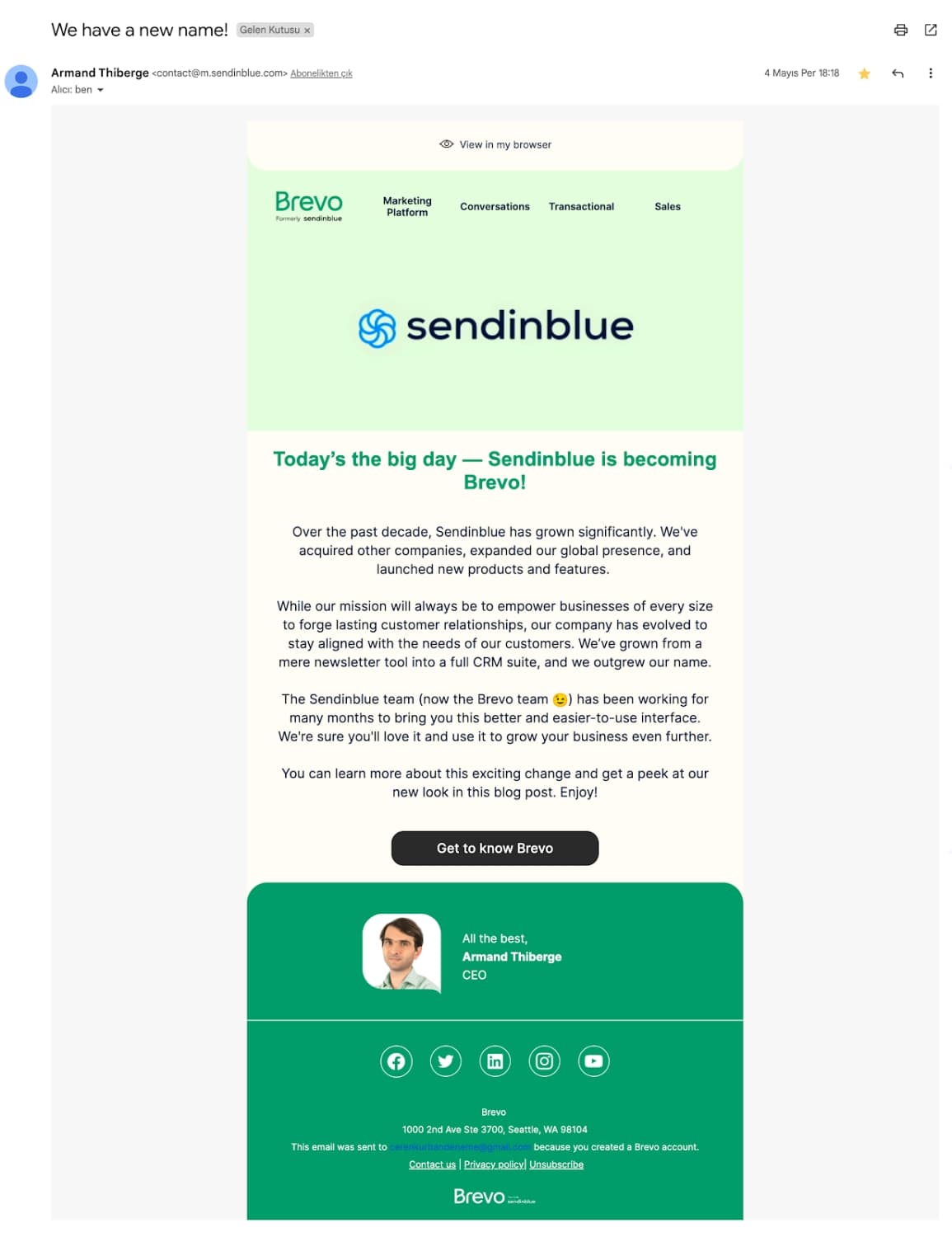 product announcement email examples sendinblue