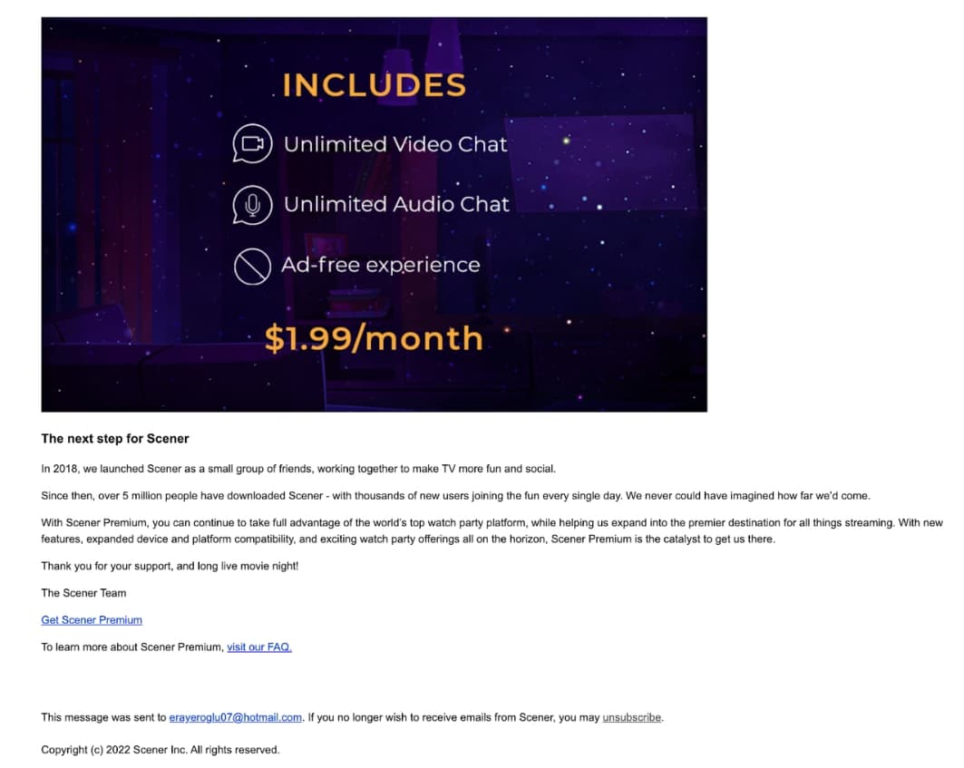 product announcement email examples scener