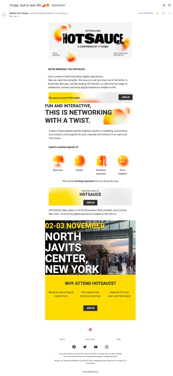 product announcement email examples hotjar hotsauce