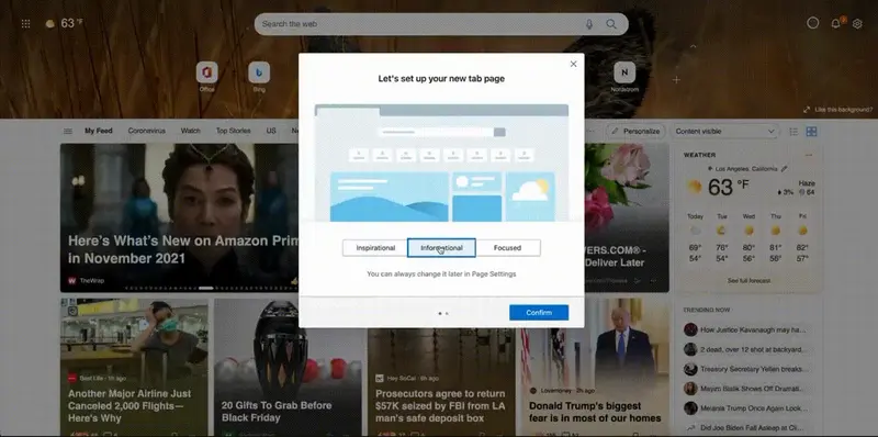 Microsoft Edge themes features