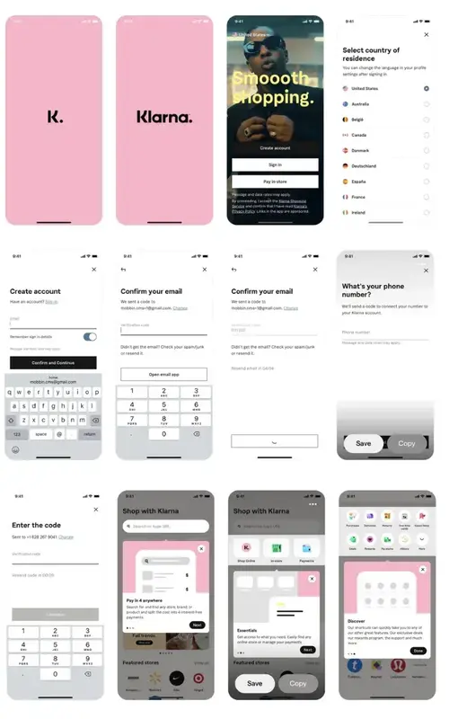 Klarna's mobile onboarding flow