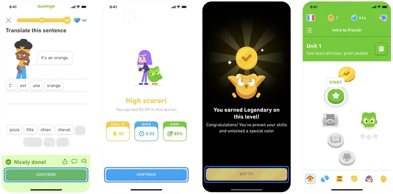 Duolingo's free trial flow