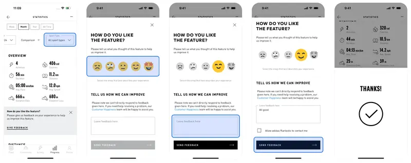 Adidas' feedback collection flow