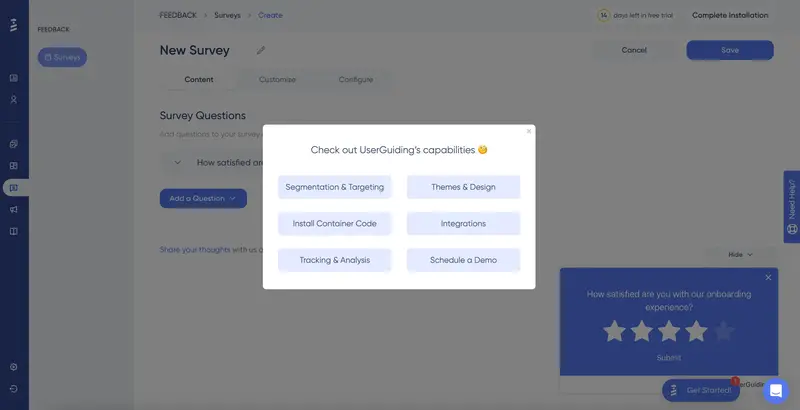 UserGuiding's onboarding flow