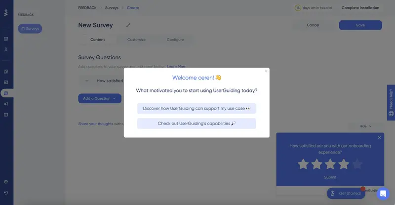 UserGuiding's onboarding flow