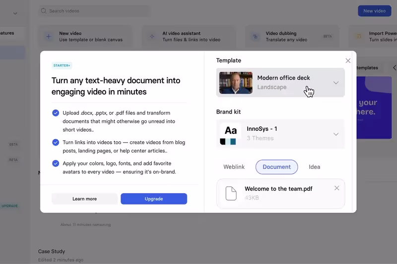 Um modal que incentiva o usuário a fazer o upgrade