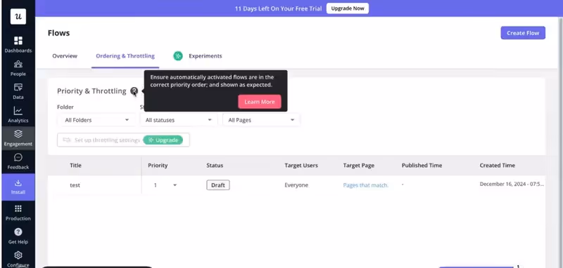 Interface et flux d'Userpilot