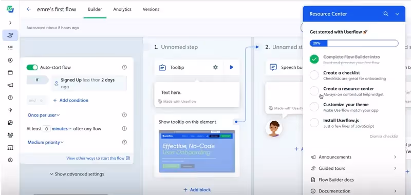 Interface et générateur de flux d'Userflow
