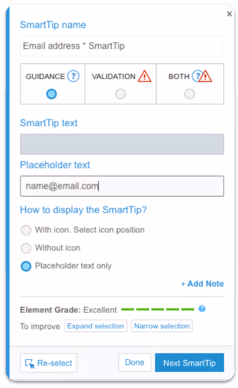 Editor de SmartTips de WalkMe