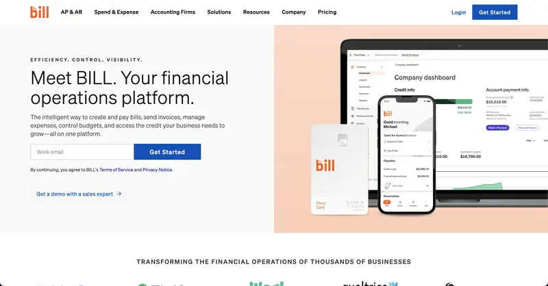 fintech onboarding bill site