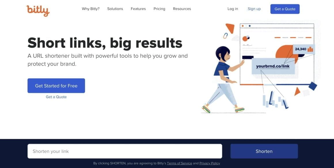 exemple onboarding de site web bitly
