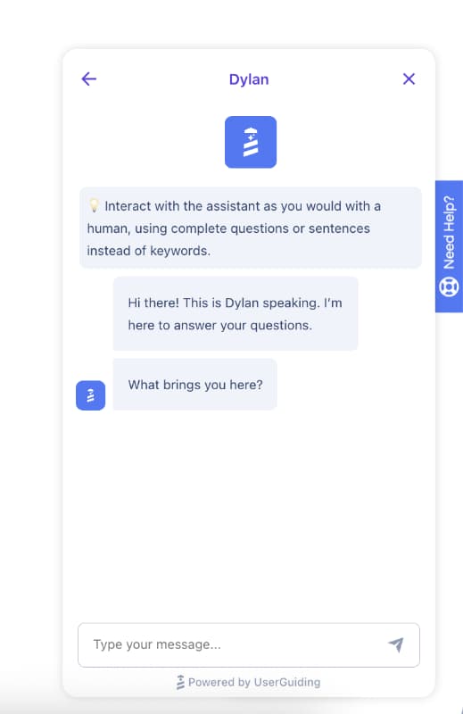 Agente de suporte com inteligência artificial da UserGuiding