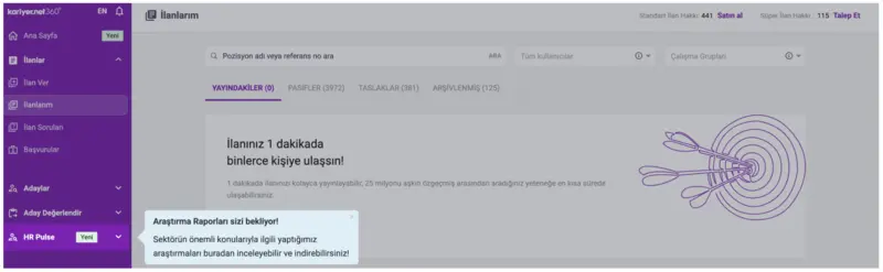 Exemplo de tooltip da Kariyer.net que apresenta uma seção