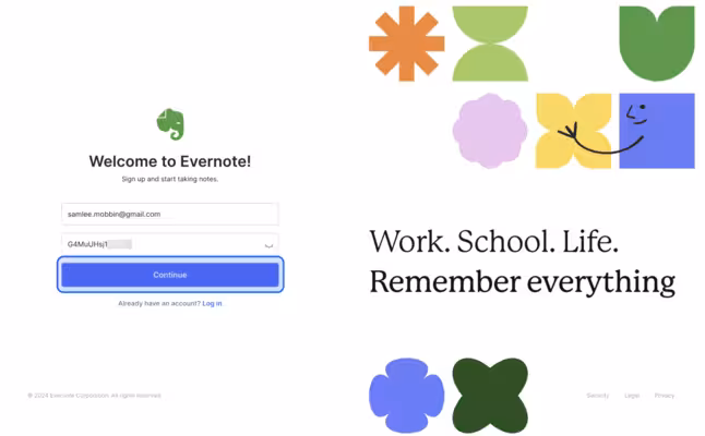 O onboarding do Evernote começa com proposta de valor