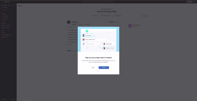Tour guiado minimalista do Asana
