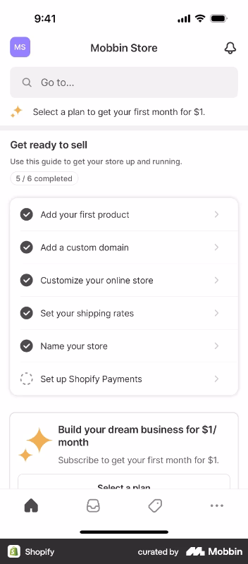 Checklist do Shopify para onboarding de vendedores
