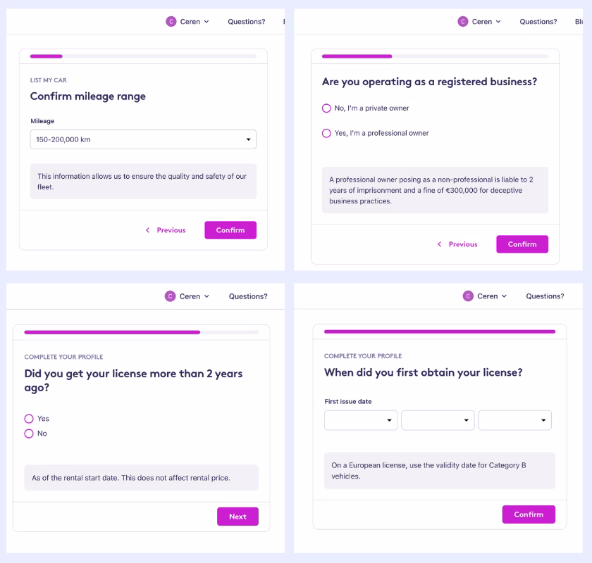 Exemplos de pesquisa de onboarding em marketplace