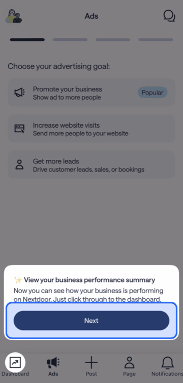 Tela de onboarding do Nextdoor