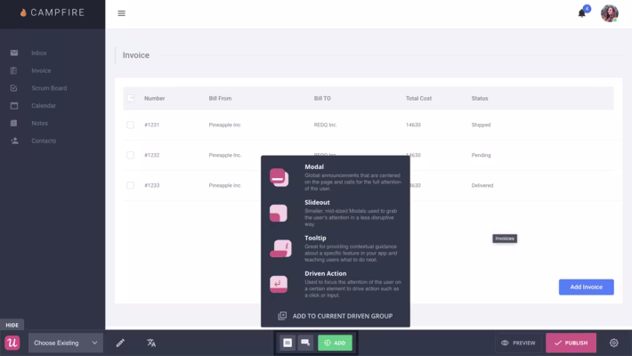 Construtor de onboarding do Userpilot