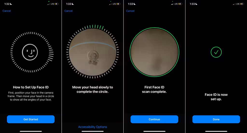 Apple Face ID’s setup wizard.