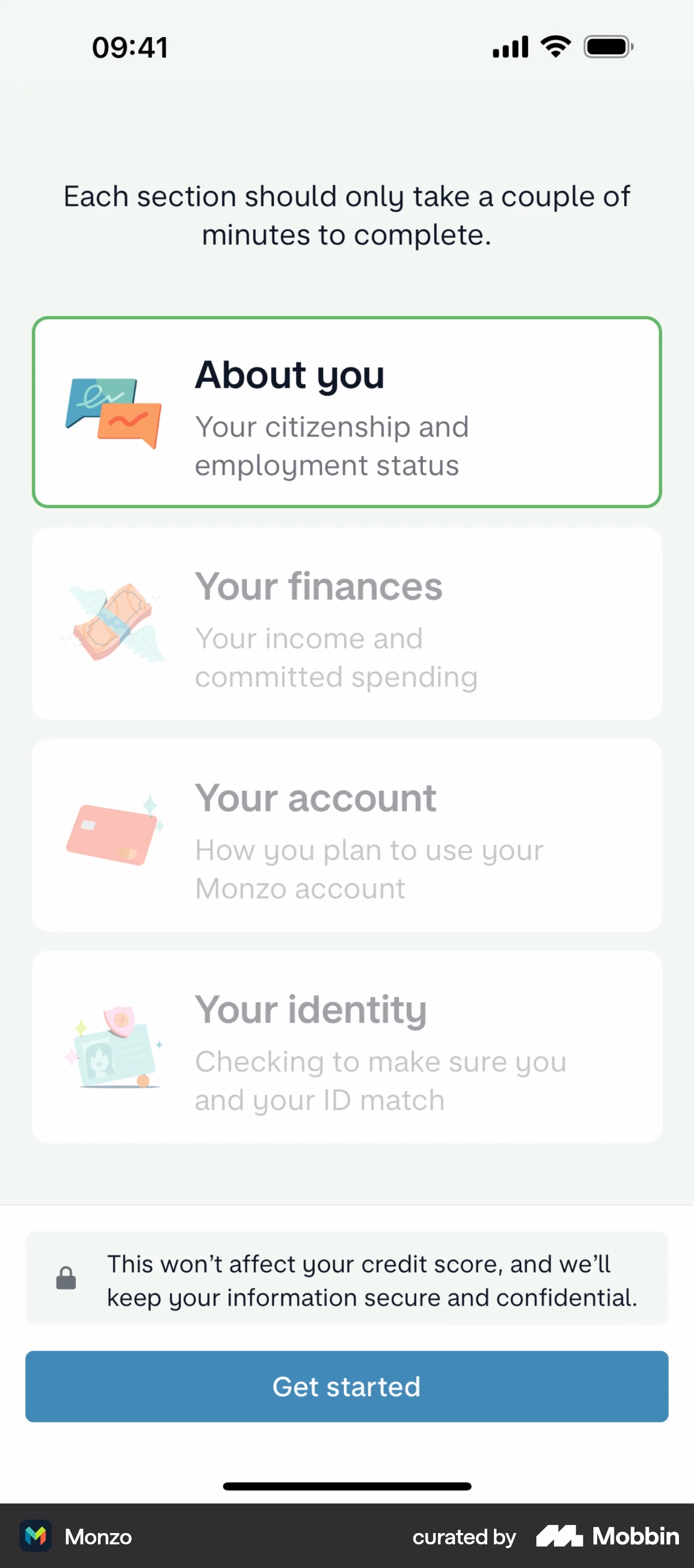 Checklist de onboarding do Monzo