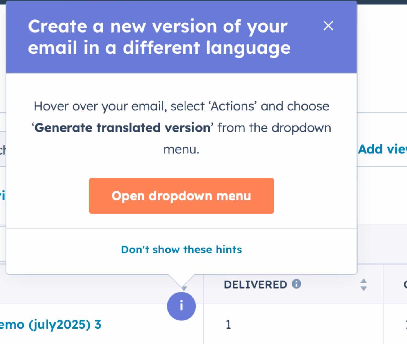 HubSpot’s new feature hotspot.