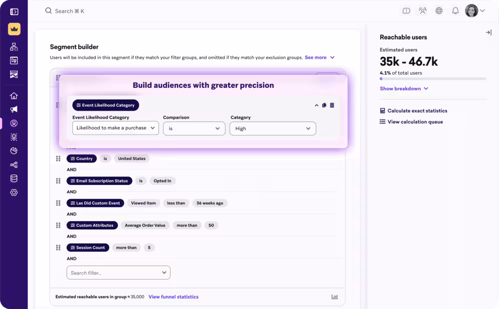 Braze’s segment builder