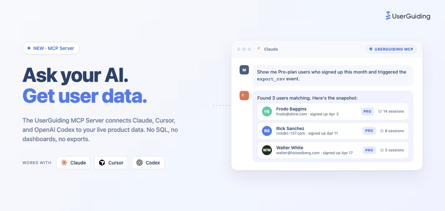 UserGuiding MCP Server : interrogez vos outils d'IA sur vos utilisateurs