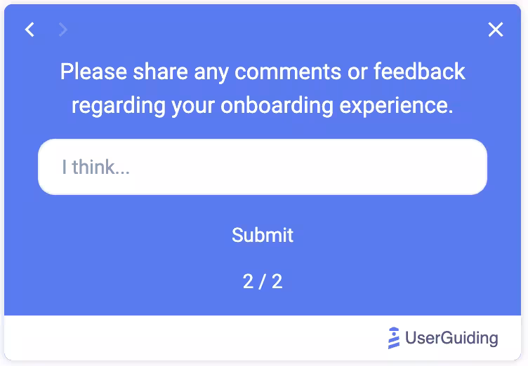 An example open-ended survey created by UserGuiding.