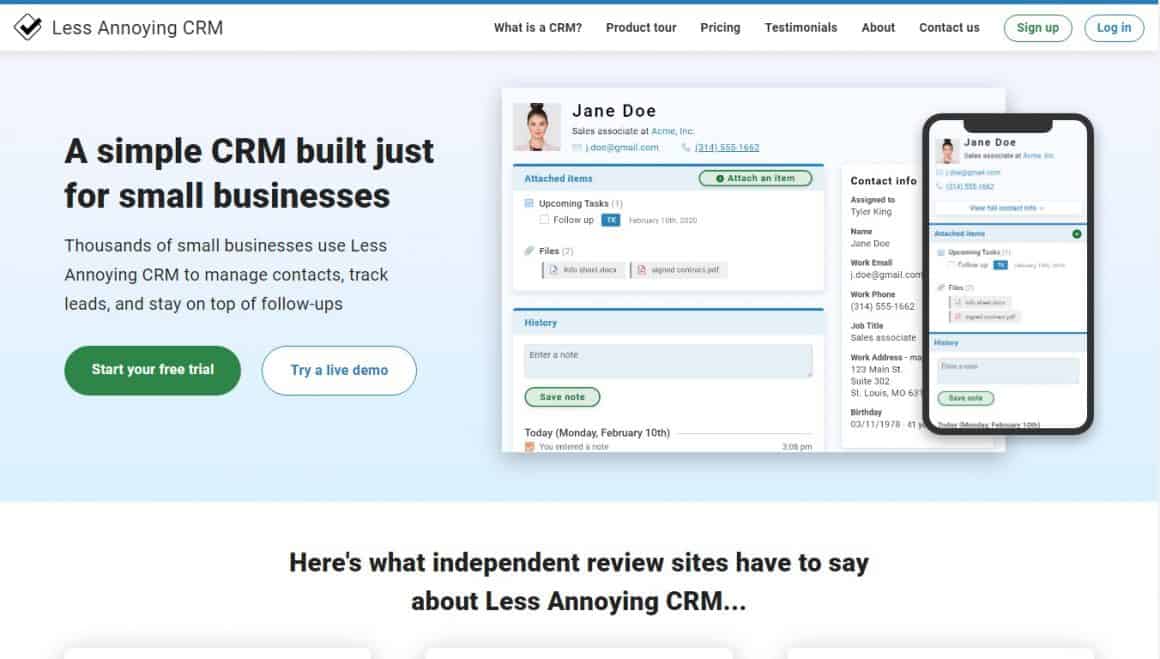 best crm tools less annoying crm