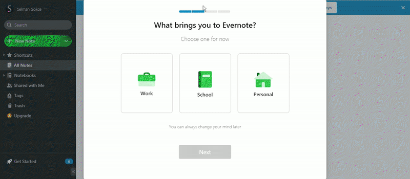 saas onboarding examples evernote 4