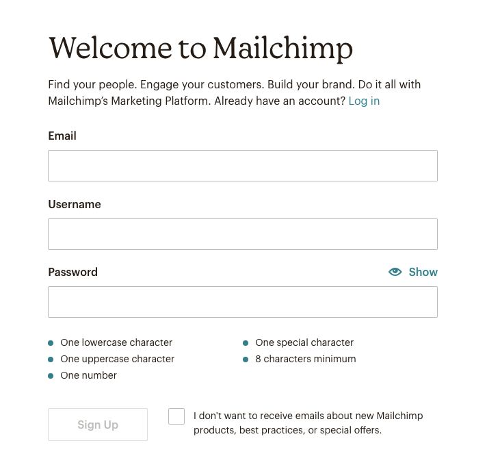 signup flow examples mailchimp 1