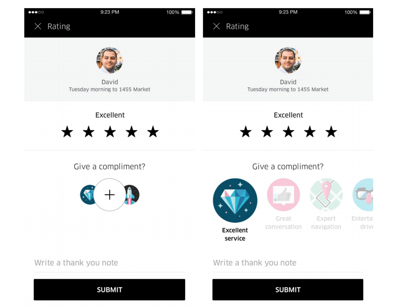 uber customer feedback example