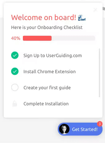Product tour UserGuiding's locked checklist