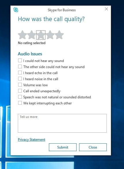 Skype feedback example