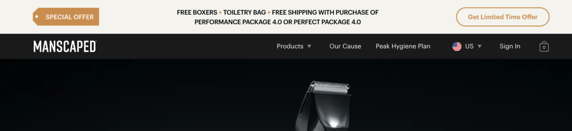 manscaped special offer banner