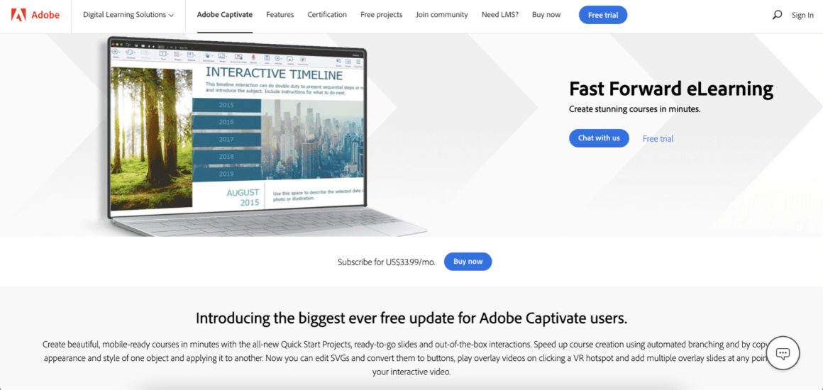 Adobe Captive Instructional Design Software Platform