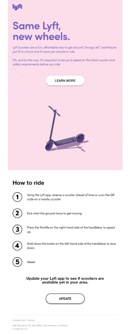 lyft product launch email example