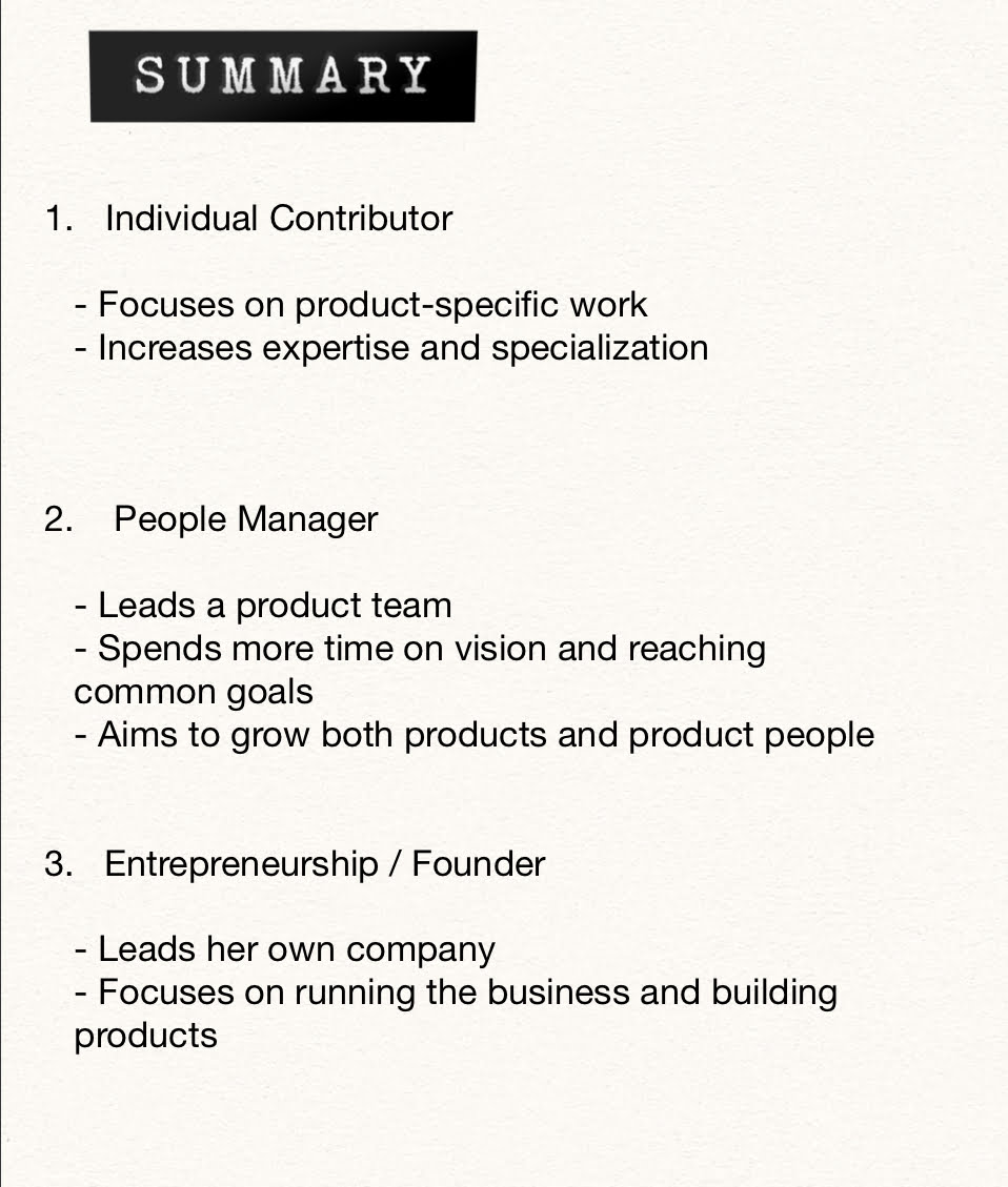 different career paths of product managers