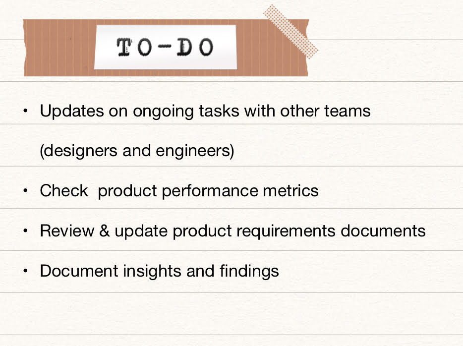 Product manager to-do list